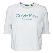 Wo-Ss T-Shirt Calvin Klein , White , Dames