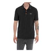 Polo met korte mouwen Replay , Black , Heren