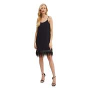 Zwarte Jurk met Karo Halslijn Twinset , Black , Dames