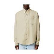 Sauge Boxy Shirt met Borduursel Ami Paris , Beige , Heren