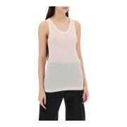 Naadloze Mouwloze Ribgebreide Top Lemaire , White , Dames