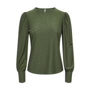 Puff Top Lange Mouw Only , Green , Dames