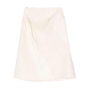 Witte A-Lijn Rok Satijnen Afwerking Jil Sander , Beige , Dames