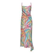 Asymmetrische Midi Jurk in Exclusieve Print Pinko , Multicolor , Dames