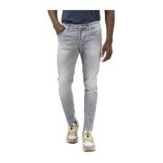 Grijze Stretch Denim Broek Italië Dondup , Gray , Heren