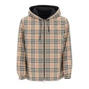 Omkeerbare Windbreaker Jas met Capuchon Burberry , Beige , Heren