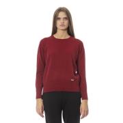 Luxe Wool-Cashmere Crew Neck Sweater Baldinini , Red , Dames