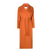 Oranje Maxi Jas met Riem Paltò , Orange , Dames