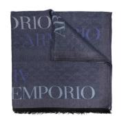 Sjaal met logo Emporio Armani , Blue , Dames