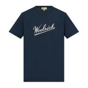 T-shirt met bedrukt logo Woolrich , Blue , Heren