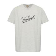 T-shirt met bedrukt logo Woolrich , Gray , Heren