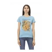 Blauw Katoenen T-shirt met Voorkant Print Trussardi , Blue , Dames