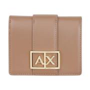 Beige Damesportemonnee met Logogesp Armani Exchange , Beige , Dames