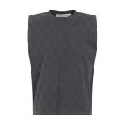 Grijze Rhombus Patroon Mouwloos Katoenen T-Shirt Golden Goose , Gray ,...