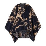 Omkeerbare poncho met bloemenpatroon Etro , Black , Dames