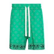 Paisley Print Shorts Lichtgewicht Elastische Taille Palm Angels , Gree...