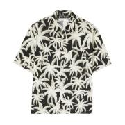 Bloemenprint Logoshirt Zwart Palm Angels , Multicolor , Heren