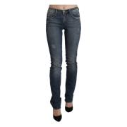 Blauw Gewassen Skinny Denim Jeans Ermanno Scervino , Blue , Dames