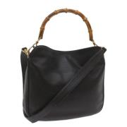 Pre-owned Leather handbags Gucci Vintage , Black , Dames