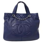 Pre-owned Leather totes Chanel Vintage , Blue , Dames