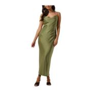 Groene Satijnen Strap Maxi Jurk Notre-v , Green , Dames