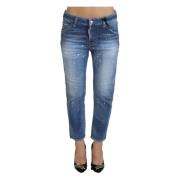 Blauwe Cropped Denim Jeans Dsquared2 , Blue , Dames