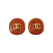 Pre-owned Yellow Gold earrings Chanel Vintage , Brown , Dames