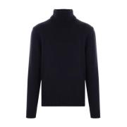 Blauwe Wol Coltrui Sweater Zanone , Blue , Heren