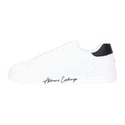 Witte lage top sneakers voor dames met logo print Armani Exchange , Wh...