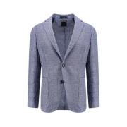 Linnen Katoenen Blazer Klassieke Revers Ermenegildo Zegna , Blue , Her...