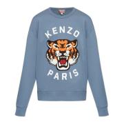 Sweatshirt met Tijgerhoofd Kenzo , Blue , Heren