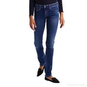 Blauwe Elastische Katoenen Straight Broek Pepe Jeans , Blue , Dames