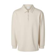 Zachte Polo Zip Sweatshirt Selected Homme , Beige , Heren