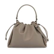 Monile Detail Leren Trekkoord Handtas Brunello Cucinelli , Gray , Dame...