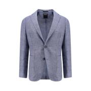 Blauwe Linnen Katoen Blazer Klassieke Stijl Ermenegildo Zegna , Blue ,...