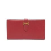 Pre-owned Leather wallets Hermès Vintage , Red , Dames