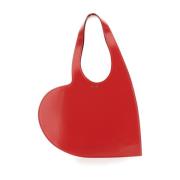 Rode Gloss Leren Hart Tote Tas Coperni , Red , Dames