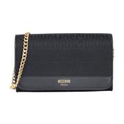 Zwarte Logo Jacquard Clutch Handtas Moschino , Black , Dames