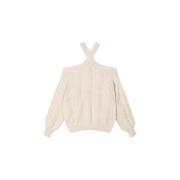 Bull Jacquard Cross Neck Pullover Alix The Label , Beige , Heren