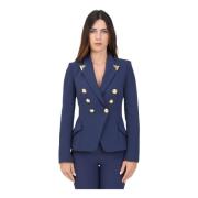 Blauwe Damesjasje met Tips Elisabetta Franchi , Blue , Dames