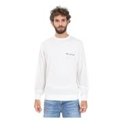 Witte Crewneck Sweater met Logo Borduurwerk Armani Exchange , Beige , ...