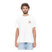 Korte Mouw Logo Print T-shirt Tommy Jeans , White , Heren