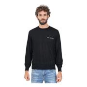 Zwarte Crewneck Sweater met Logo Borduursel Armani Exchange , Black , ...