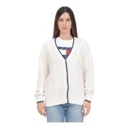 Crème vest met logoborduursel Tommy Jeans , White , Dames