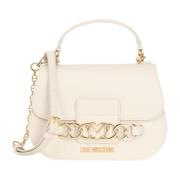 Ivoor Handtas met Hartenketting Love Moschino , Beige , Dames