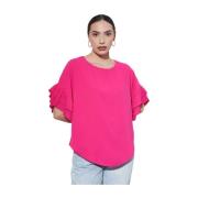 Dames 3/4 Mouw Blouse Kaos , Pink , Dames