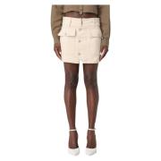 Mini Rok met Knopen en Rits Liu Jo , Beige , Dames