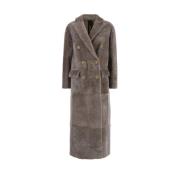 Shearling Double-Breasted Bruine Jas Blancha , Brown , Dames