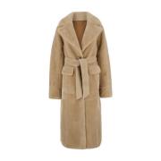 Merino Look Beige Coat Urbancode , Beige , Dames