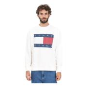 Witte Crewneck Sweatshirt Casual Herfst Winter Tommy Jeans , White , H...